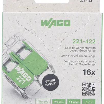 Morsetto per scatola WAGO 221-422 con leva in blister 16×2L 0.2…4mm² 32A 450V ve 