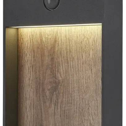 Applique LED SLV FLATT SENSOR 16W 3000K 600lm IP54 anthracite/bois 