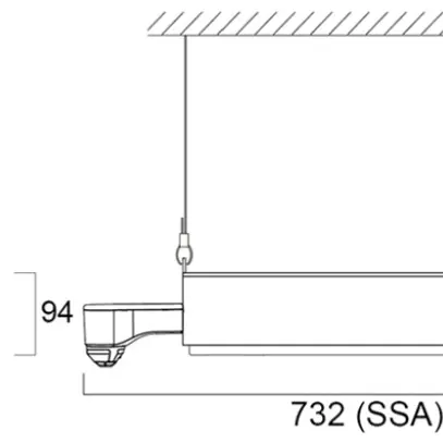 Projecteur salle LED Sylvania KubiXx WIDE PIR 212W 37000lm 840 IP65 VAR 732×370 