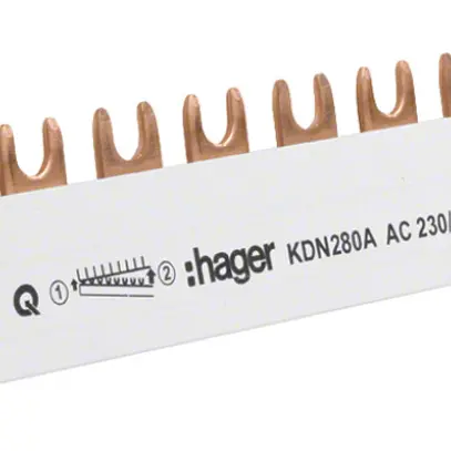 Pettine di raccordo Hager 2P 2L forca 16mm² 80A 210×12mm bianco 