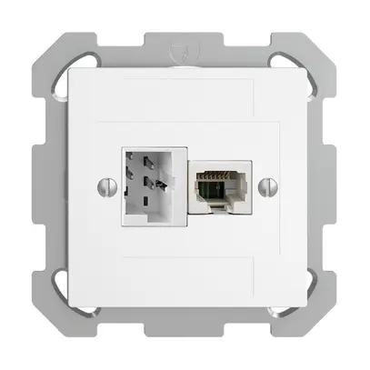 UP-Anschlussdose 1×TT,1×RJ45/u 4P EDIZIOdue weiss ITplus ITM 