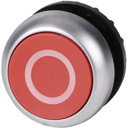 Pulsante ETN RMQ piatta O rosso, ad impulso, anello cromato 