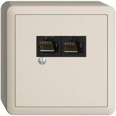 Boîte AP 2×RJ45/u 4P sép.EDIZIOdue crema R&M swissline 