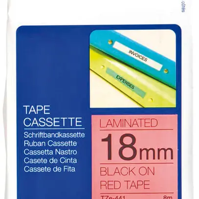 Cassette ruban Brother TZe-441 18mm×8m, rouge/noir 