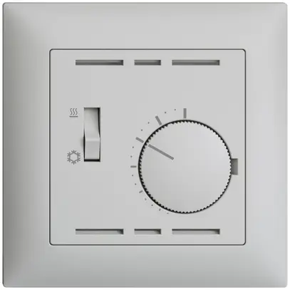 Termostato ENC EDIZIOdue, c.interruttore, riscald./refr., 88×88mm, grigio chiaro 