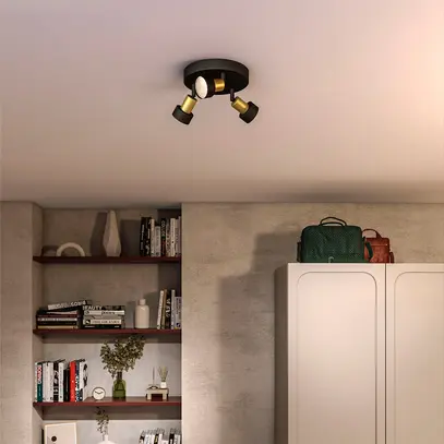 Spot Philips Conduit GU10 3×5W 217×196mm noir/laiton 