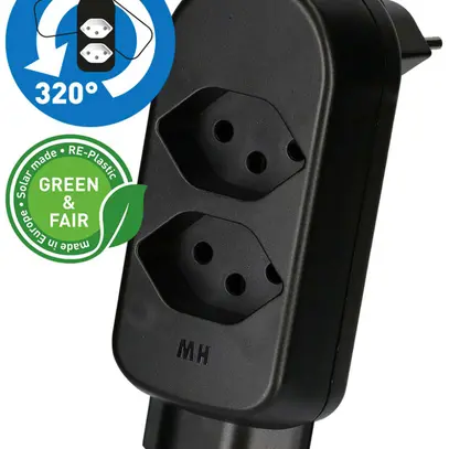 Mehrfach-Stecker MAX HAURI ADAPT SPLIT 10A 2+1×T13 schwarz 
