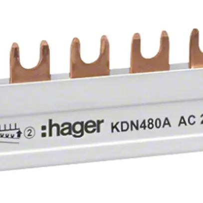 Pettine di raccordo Hager 4P 4L forca 16mm² 80A 210×12mm bianco 