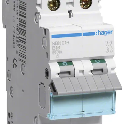 Disgiuntore Hager MCB 2P 415V tipo B 16A Icn 10kA 2UM 
