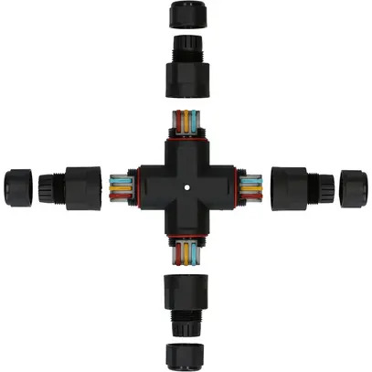 Raccordo di cavo MH devirata X 3×0.5…2.5mm² Ø6.5…11mm Ø30×147×147mm IP68 nero 