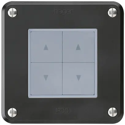 Pulsante per tapparelle INC robusto IP55 nero con 4 tasti di comando 