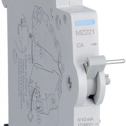 Blocco di contatti ausil. Hager 1Ch+1R, 5/10mA 12/48V AC/DC 
