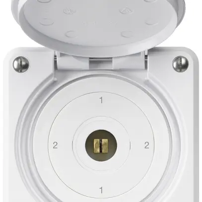 Interrupteur à clé carrée ENC robusto IP55 avec clapet S3/1P blanc combi 