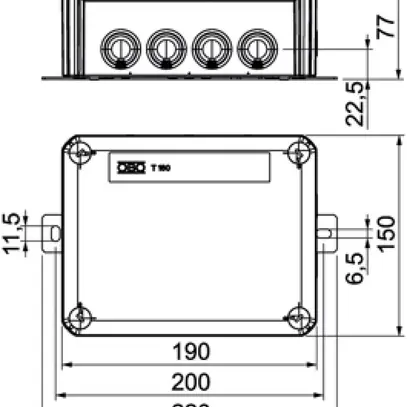 Boîte de dérivation Bettermann E30-E90 190×150×77mm 5x10mm² or 