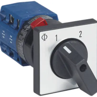 Interruttore rotativo INS K&N, 20A/400V 3/2L, manopola ne, "1-2" 