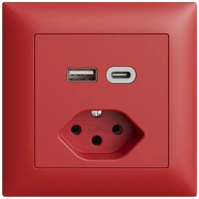 Presa INC USB tipo A+C + tipo 13 Feller EDIZIOdue FMI 230V 3000mA berry 