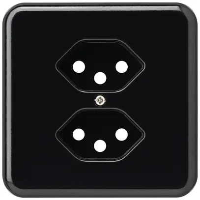 Placca di copertura basico 2×tipo 13 nero con protezione bambini 