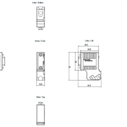 Spina di collegamento bus PLC Siemens SIMATIC DP PROFIBUS separabile 35° 