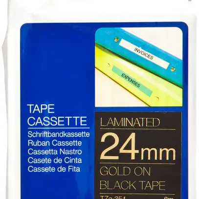 Cassette ruban Brother TZe-354 24mm×8m, noir/or 