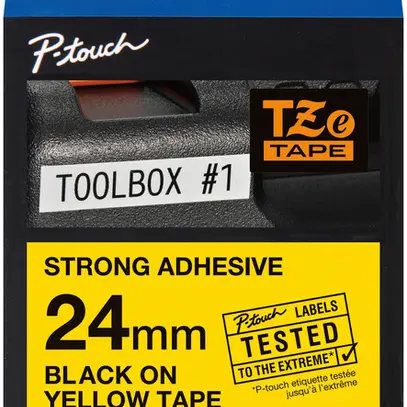 Cassette ruban Brother TZe 24mm×8m jaune/noir 