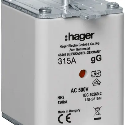Fusible HPC Hager DIN2 500VAC 315A gG/gL avertisseur double antirouille 