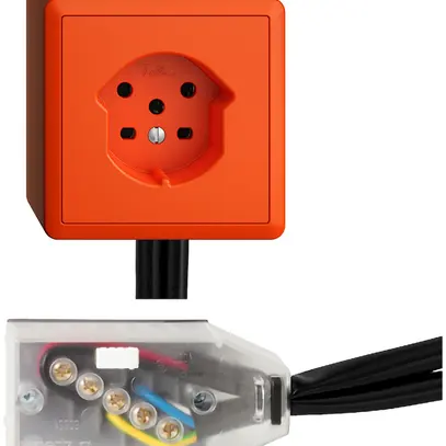 Prise AP EDIZIOdue T15 orange Snap pour câble plat Technofil 
