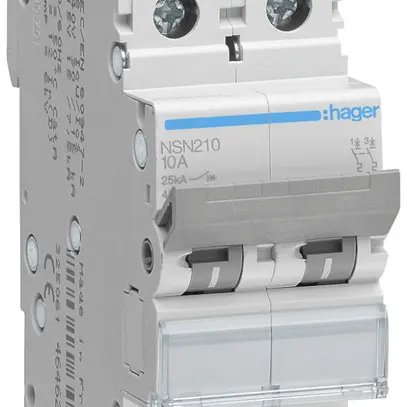 Disgiuntore Hager MCB 2P 415V tipo D 10A Icu 25kA 2UM 