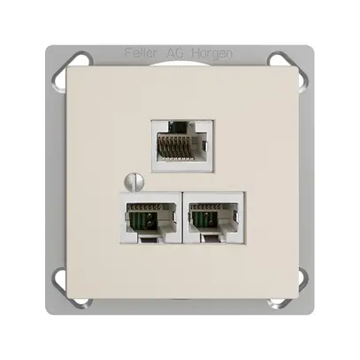 Boîte INC 3×RJ45/s 4P sép.EDIZIOdue crema R&M swissline 