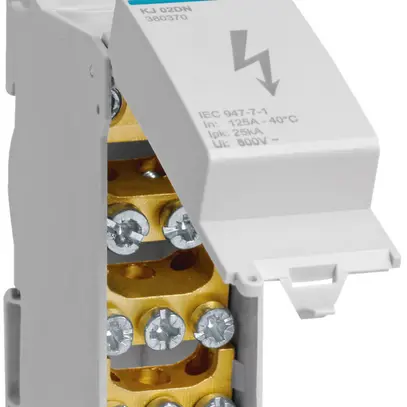 Bloc répartiteur Hager 125A 1L 2×10…35mm² + 2×2.5…25mm²+ 6×1.5…16mm² 