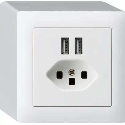 Presa AP 2×USB & T23 kallysto Q 2400mA bianco 