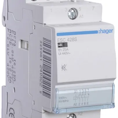 Contattore AMD Hager 230VAC 3 chiusura 1 apertura 25A senza ronzio 2UM 