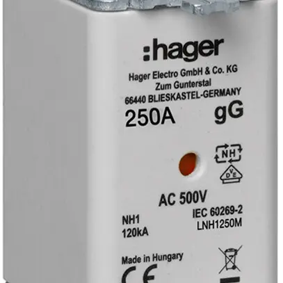 Fusibile HPC Hager DIN1 500VAC 250A gG/gL segnalatore doppio antiruggine 