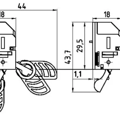 Contatto chiavistello INS BSW RK1335U.06, tipo U, 1C 0.3A/30VDC, cavo 6m, IP67 