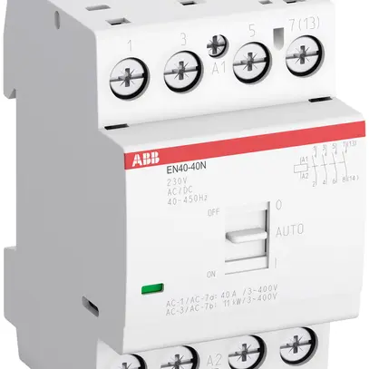 Contacteur AMD ABB EN40, 3F/1O 40A AC-1, 230VAC/DC commande manuelle 