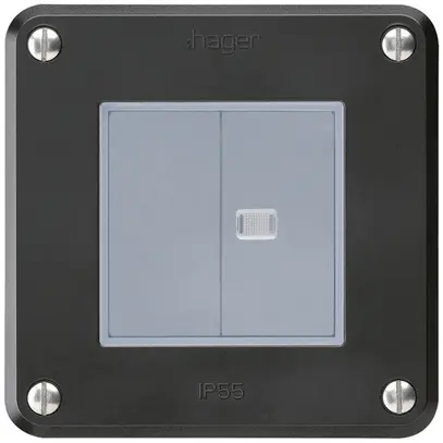 UP-Drucktaster robusto IP55 2×1P schwarz 1×beleuchtet für Kombination 