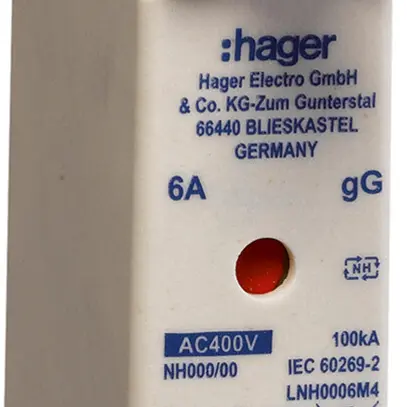 Fusibile HPC Hager DIN000 400VAC 16A gG/gL segnalatore doppio antiruggine 