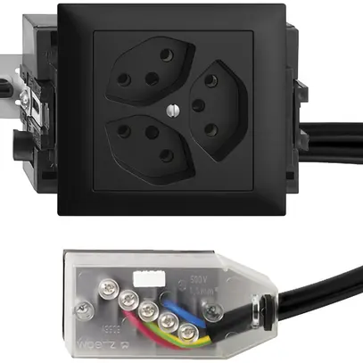 Presa INS EDIZIOdue 3×T13 L2 nero 49…69mm per cavo Technofil 