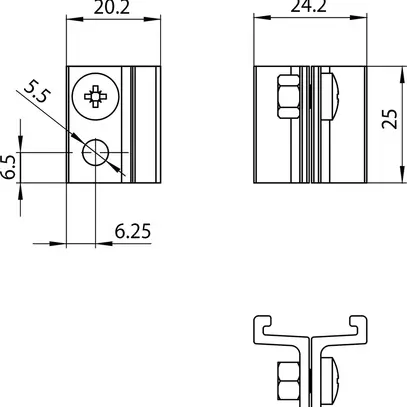 Graffa di montaggio Sylvania ONETRACK alluminio 25×24×20mm nero 