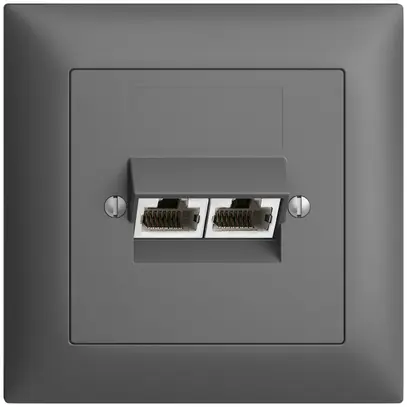 Prise ENC 2×RJ45/s 8P sép.EDIZIOdue gris foncé, ITplus 