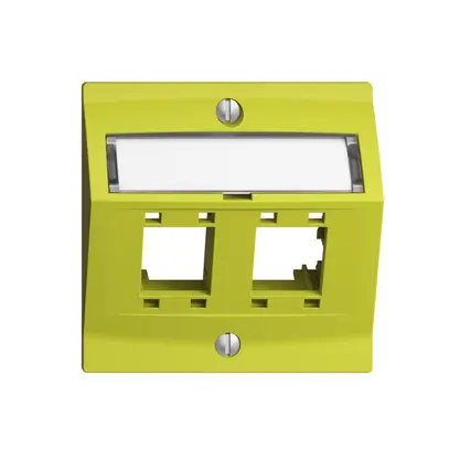 Kit montaggio EDIZIOdue, con cappa di uscita obliqua, per 2×RJ45, lemon 