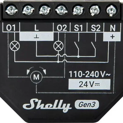 Shelly Plus 2PM Gen3 Switch WiFi Attuat. Mis. Comm. WLAN 2x10 A Bluetooth 