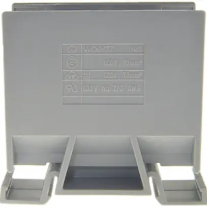 Morsetto di derivazione Woertz 35…70mm² 192A 800V vite 2×1 guida DIN 35mm gr 