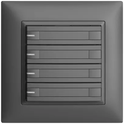 Poussoir ENC KNX 4× EDIZIOdue gris foncé RGB avec LED avec insert papier 