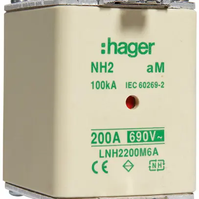 Fusibile HPC Hager DIN2 690VAC 200A aM segnalatore doppio inossidabile 