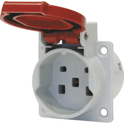 EB-Steckdose Steffen T25 5P 16A 400V grau Deckel rot 