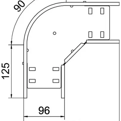 Coude BET RB 90° 85×100mm acier zingué en continu 