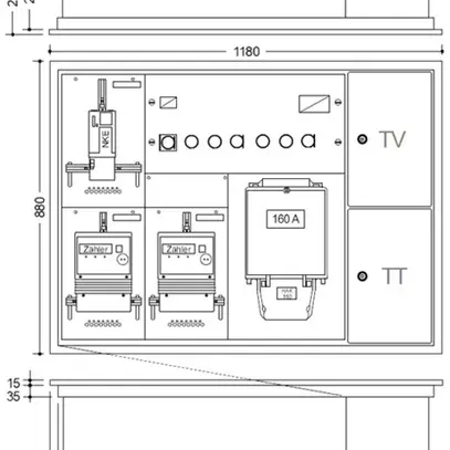 Armadio per contatore INC HAG 2 contatori 1NKE 1 scatalo rac. 1TT 1TV 1180×880mm 
