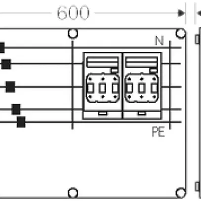 NH-Gehäuse Hensel Mi, 2×3×NH00, mit Sammelschiene, 400A, 5-polig 