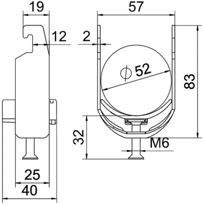 Brida rapida BET 2056 piede a U materia sintetica 46…52mm 1×cavo A2 1.4301 
