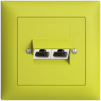 Prise ENC 2×RJ45/u 4P sép.EDIZIOdue lemon ITplus 